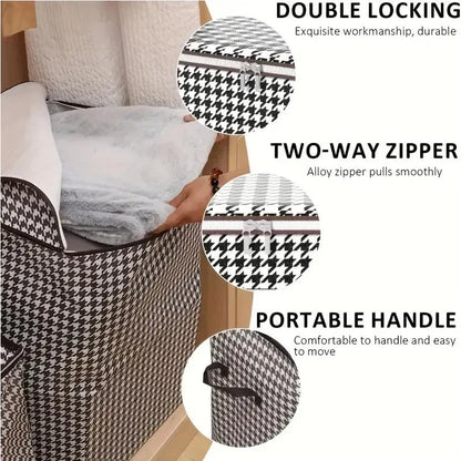 3-Piece Foldable Storage Bag Set - 100L, 140L and 180L Houndstooth for pantry food storage and kitchen organization - SROYAS
