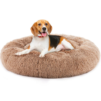 24" Faux Fur Pet Bed – Non-Slip, Washable for Cats & Dogs