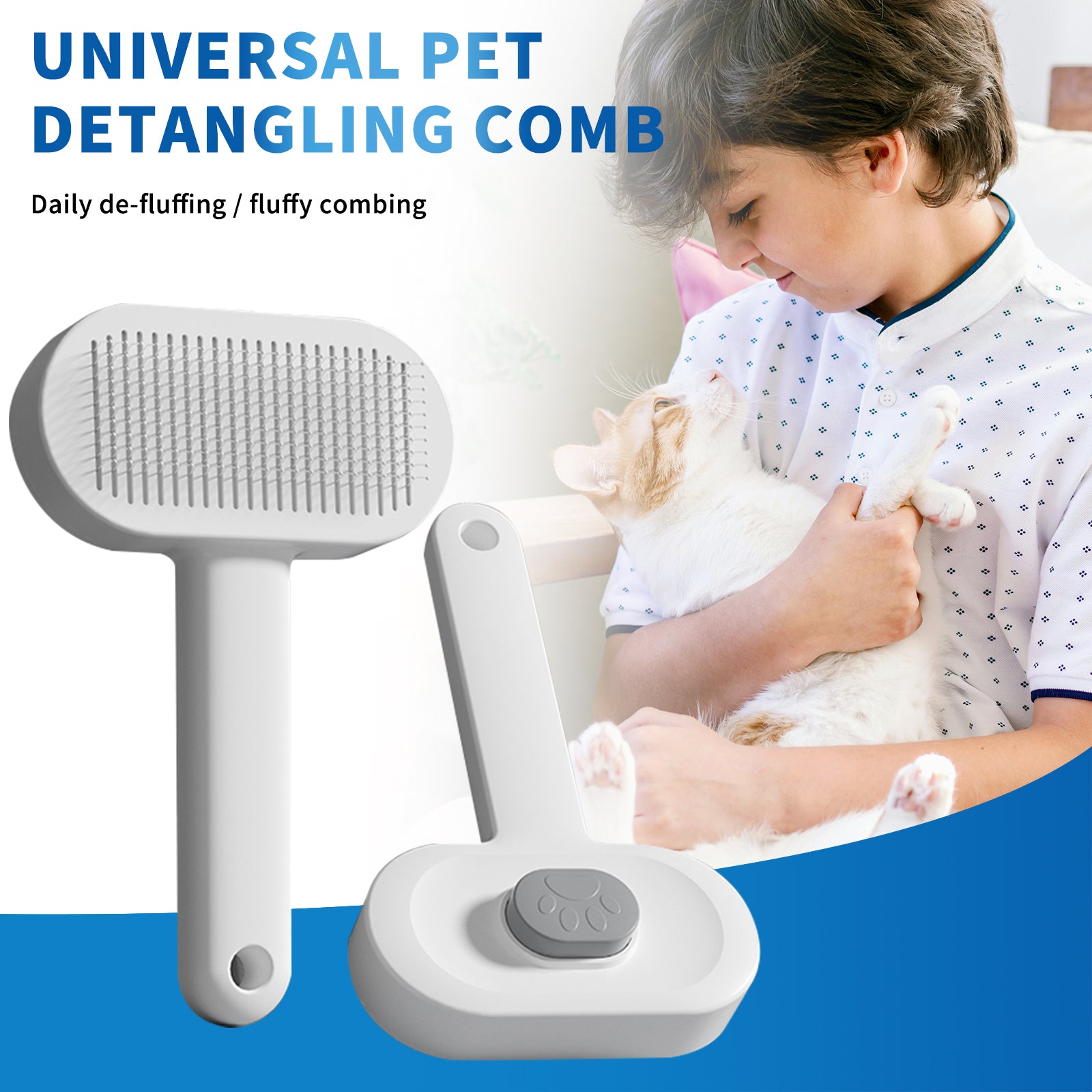 Self-Cleaning Pet Brush for Easy Grooming & Deshedding