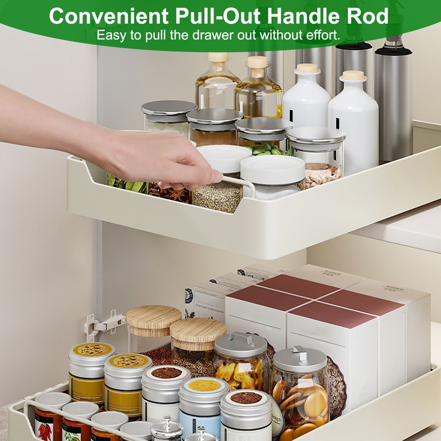 2Pcs Pull Out Cabinet Organizers Sliding Shelf view 2 for closet and bedroom storage