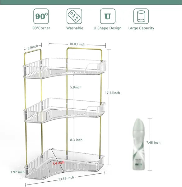 3-Tier Corner Bathroom Countertop Organizer view 2 for bathroom organization and vanity storage