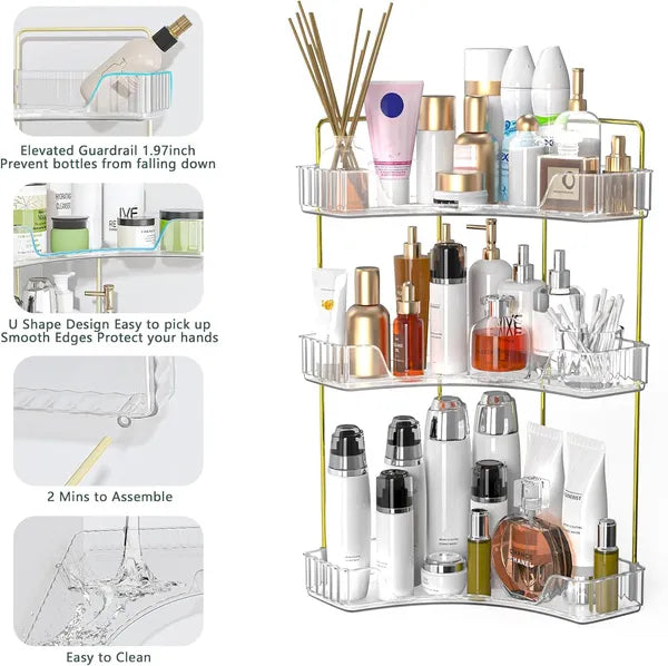 3-Tier Corner Bathroom Countertop Organizer view 3 for bathroom organization and vanity storage