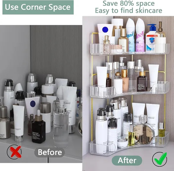 3-Tier Corner Bathroom Countertop Organizer view 4 for bathroom organization and vanity storage