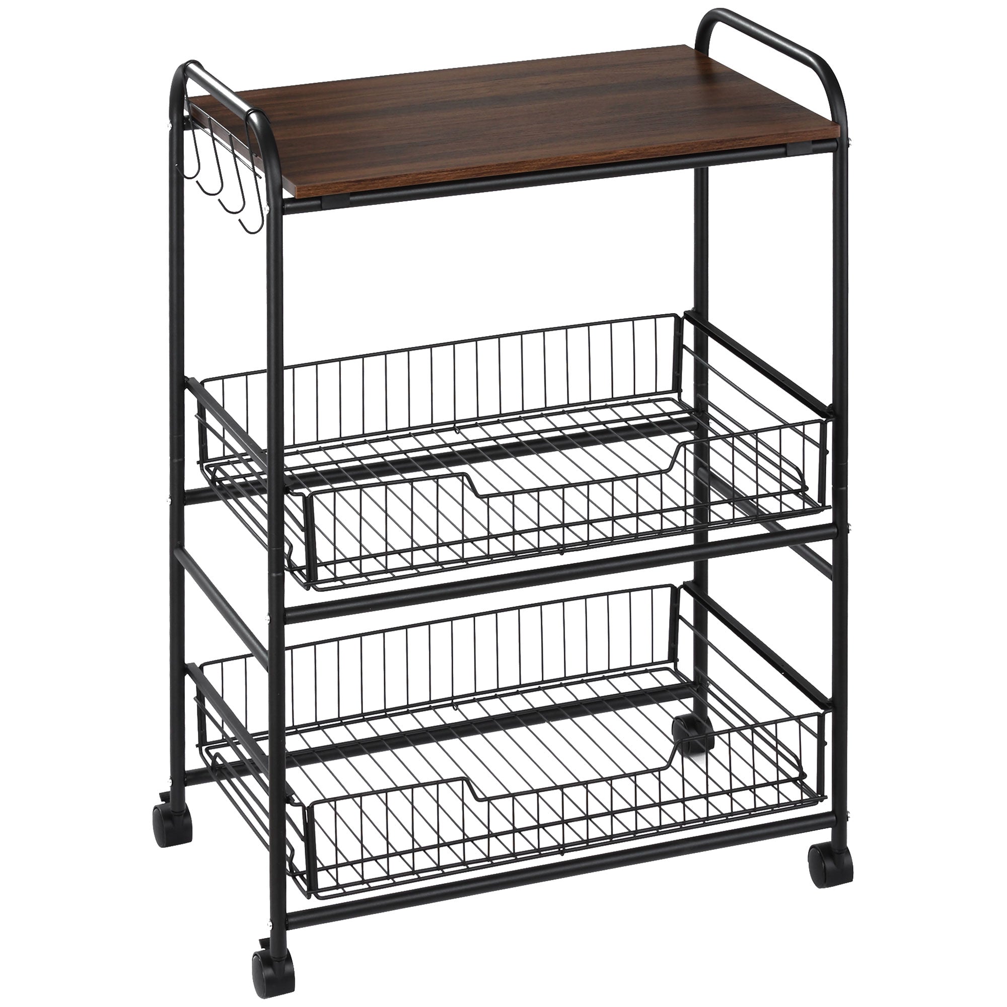 3-Tier Rolling Kitchen Cart with Storage view 9 for kitchen organization and cabinet storage