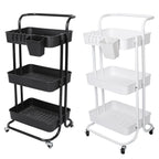 3-Tier Rolling Storage Cart - Mesh Baskets and Lockable Wheels for pantry food storage and kitchen organization