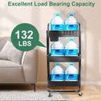 3-Tier Rolling Storage Cart - Mesh Baskets and Lockable Wheels view 3 for pantry food storage and kitchen organization