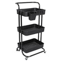 3-Tier Rolling Storage Cart - Mesh Baskets and Lockable Wheels view 9 for pantry food storage and kitchen organization