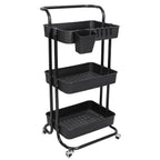 3-Tier Rolling Storage Cart - Mesh Baskets and Lockable Wheels view 9 for pantry food storage and kitchen organization