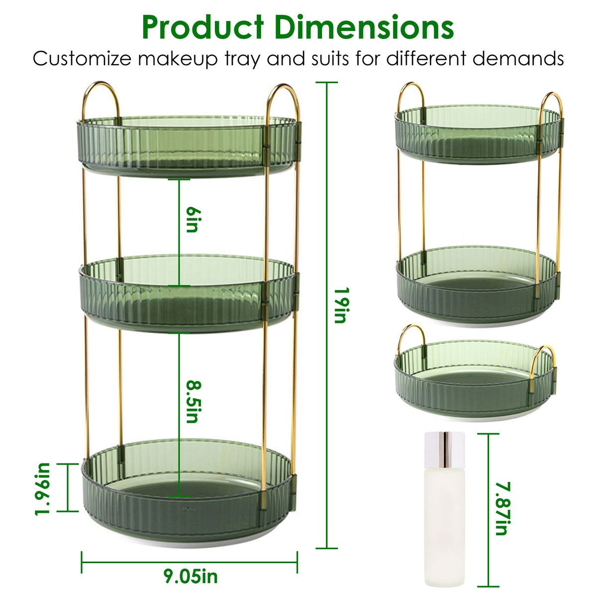 3-Tier Rotating Makeup Organizer, 360° Vanity & Bathroom Storage by SROYAS for bathroom and vanity storage - product image 4