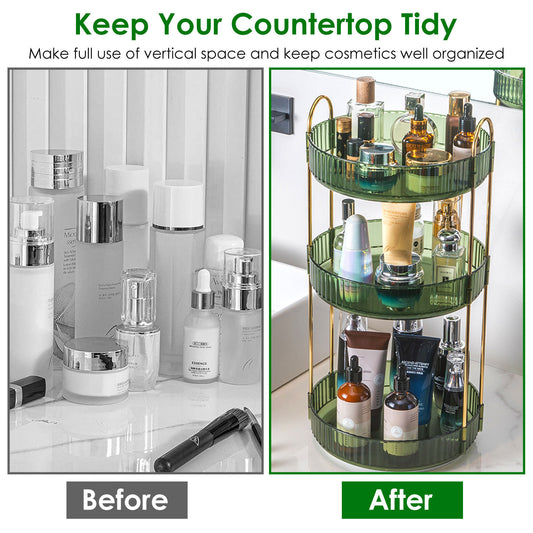 Before-and-after cosmetic counter organization