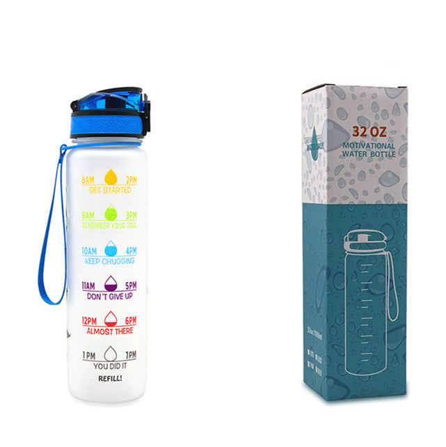 Motivational Water Bottle 1L with Time Marker - BPA Free