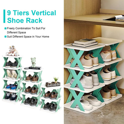 9-Tier Stackable Shoe Rack | Vertical Space-Saving Shoe Organizer for Entryway & Closet-SROYAS 