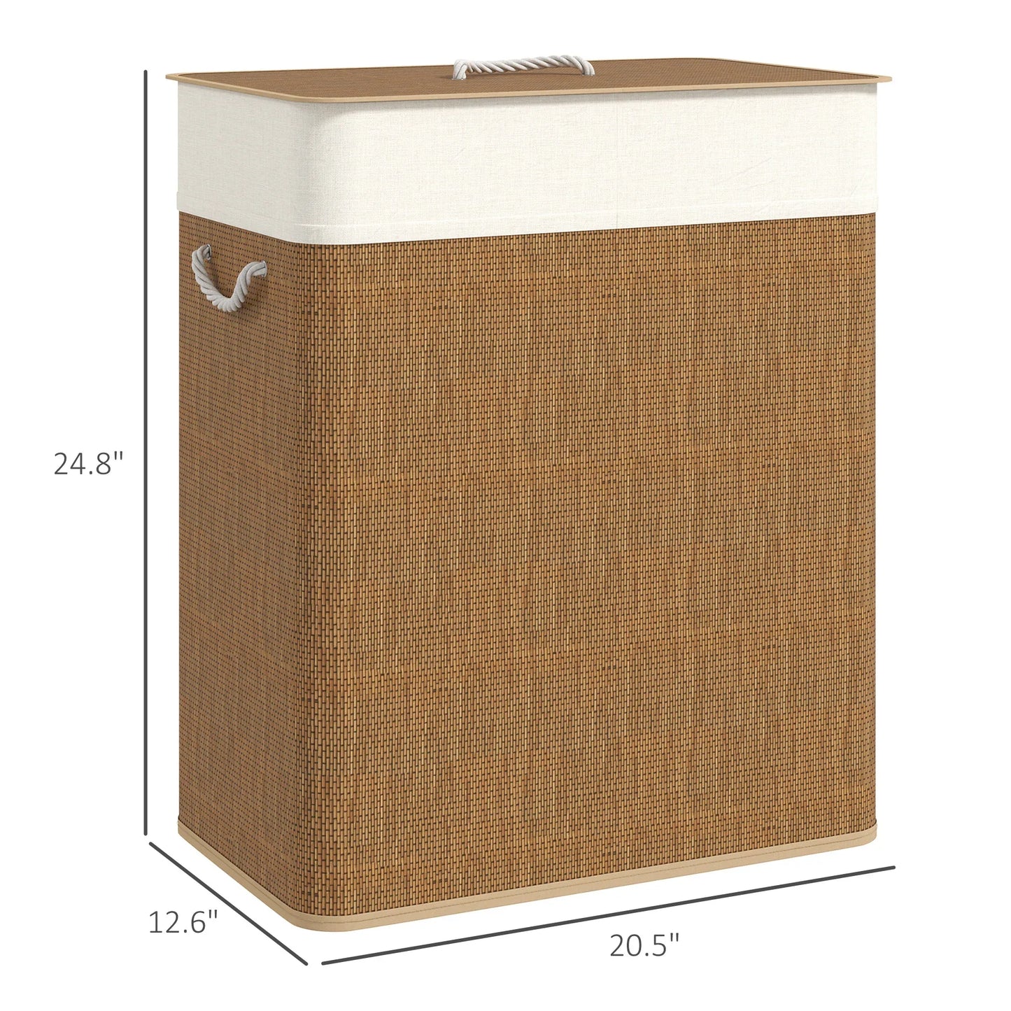 Double Bamboo Laundry Hamper - 26.4 Gal with Lid and Liner for pantry food storage and kitchen organization - SROYAS