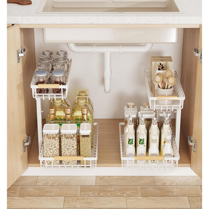 Under Sink Pull-Out Organizer – L-Shaped, 5-Level Adjustable Height-SROYAS 