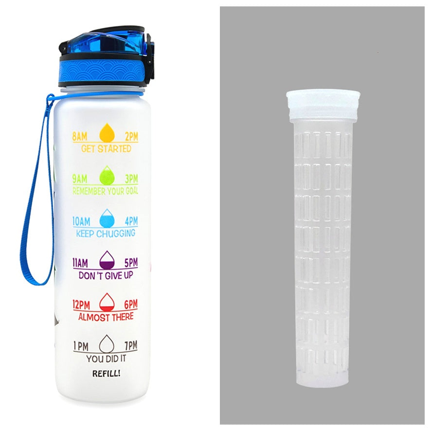 Motivational Water Bottle 1L with Time Marker - BPA Free