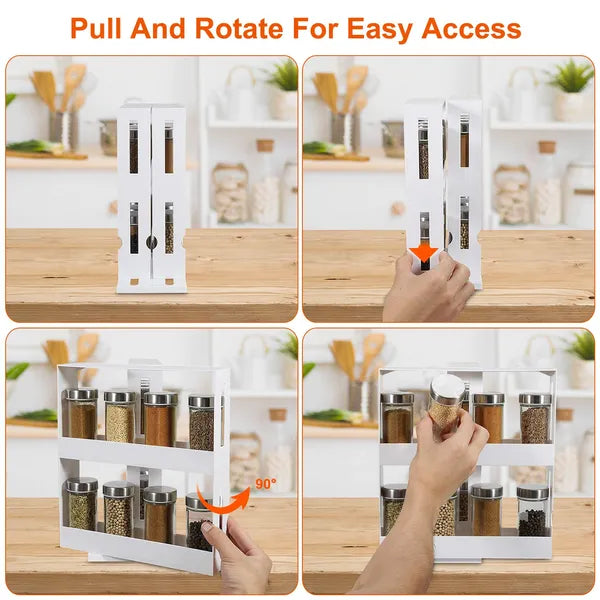 Swivel Cabinet Organizer Revolving Kitchen Rack Spice Organizer For Cabinet Condiment Holder Shelf product view 4 for kitchen organization, countertop...