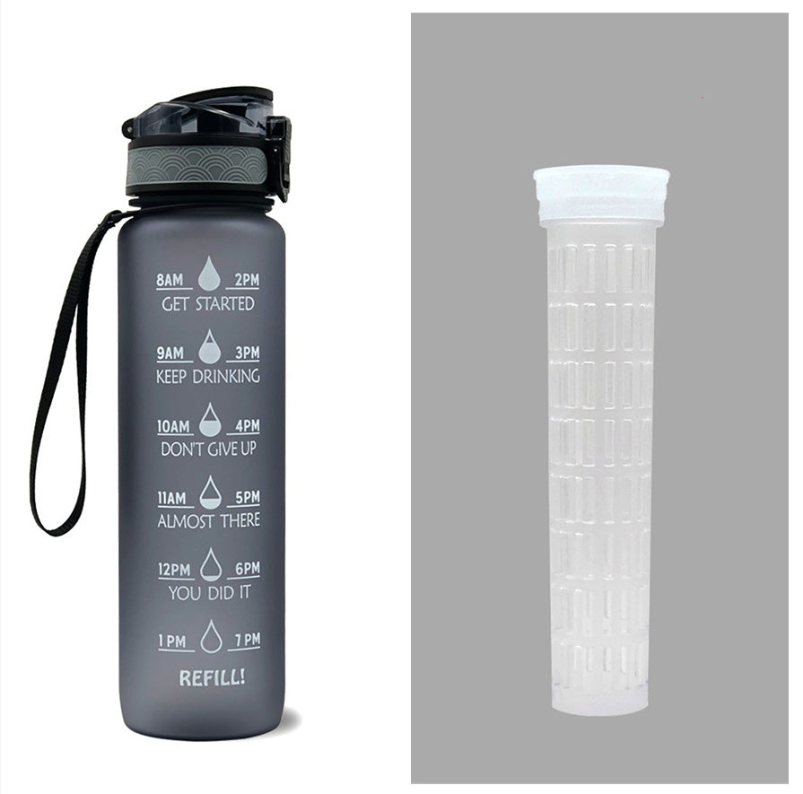 Motivational Water Bottle 1L with Time Marker - BPA Free