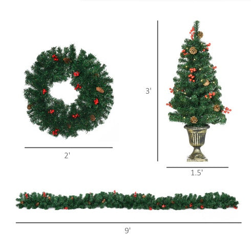 Tree, wreath and garland supplier size diagram