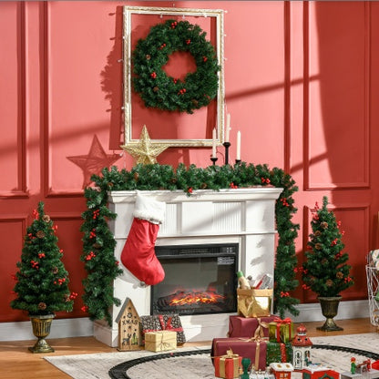 Coordinated garland and wreath on a mantel