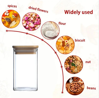 12-Piece Square Spice Jar Set with 72 Labels | Glass Kitchen Seasoning Organizer-SROYAS 