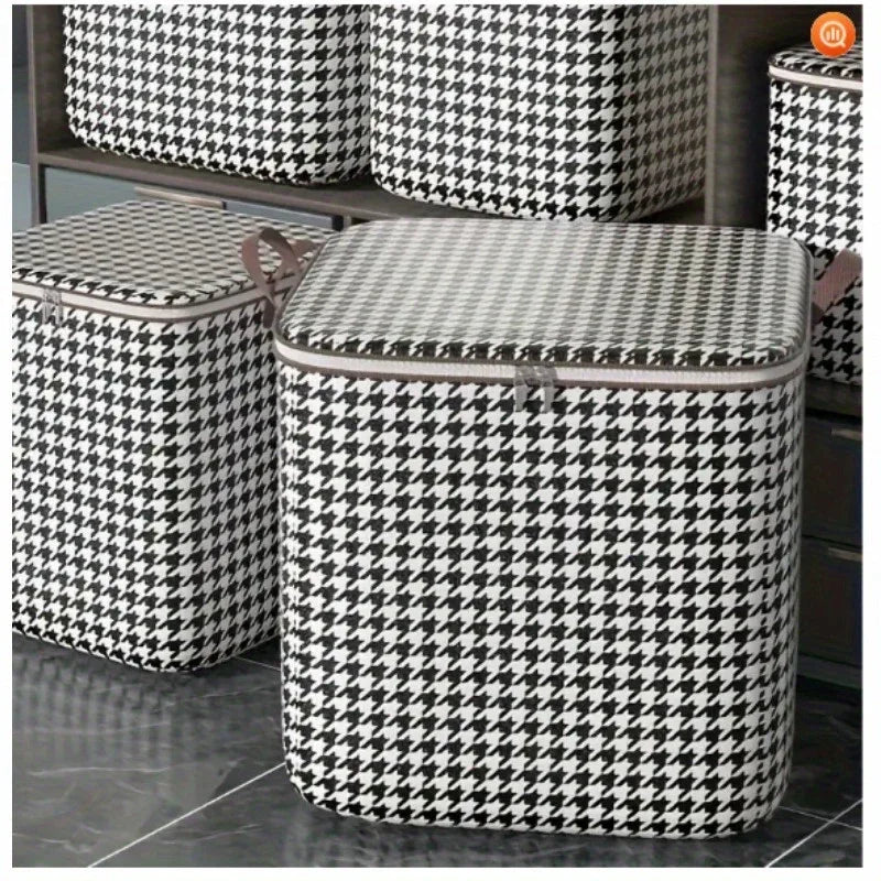 3-Piece Foldable Storage Bag Set - 100L, 140L and 180L Houndstooth for pantry food storage and kitchen organization - SROYAS