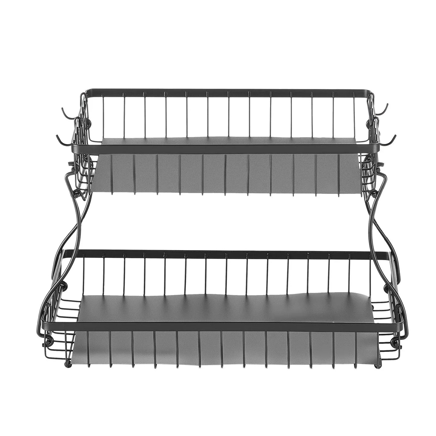 2-Tier Countertop Fruit Basket Stand with Banana Hanger-SROYAS -Color:Matte Black