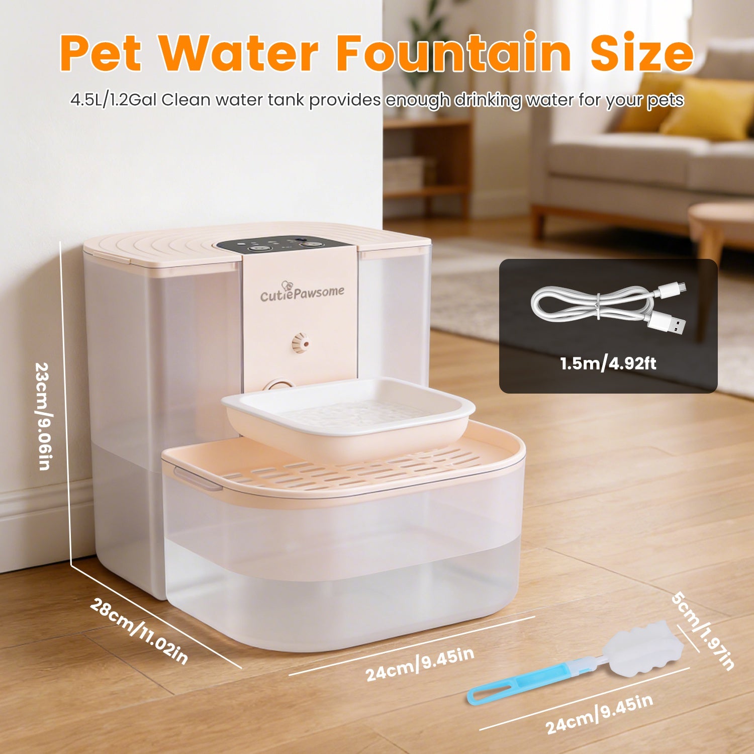 Smart Automatic Pet Water Fountain - 4.5L Rechargeable-SROYAS 