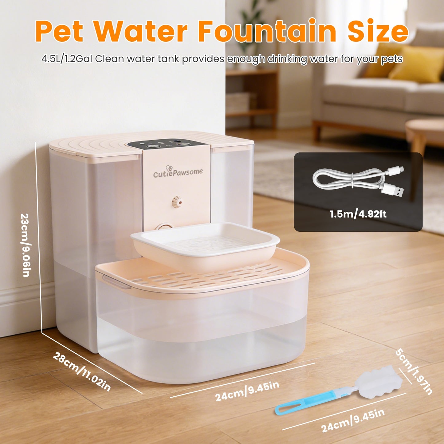 Smart Automatic Pet Water Fountain - 4.5L Rechargeable-SROYAS 