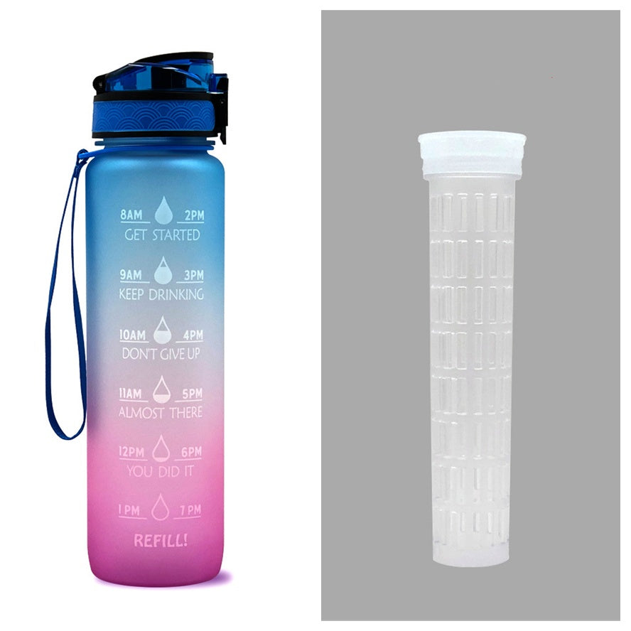Motivational Water Bottle 1L with Time Marker - BPA Free