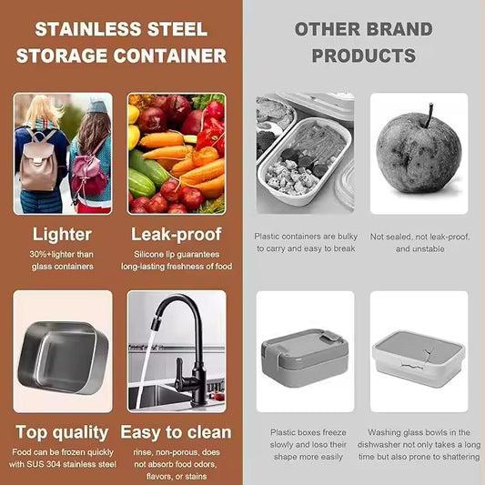 Stainless Steel Food Storage Containers – Square Meal Prep & Freezer Organizer Set-SROYAS 
