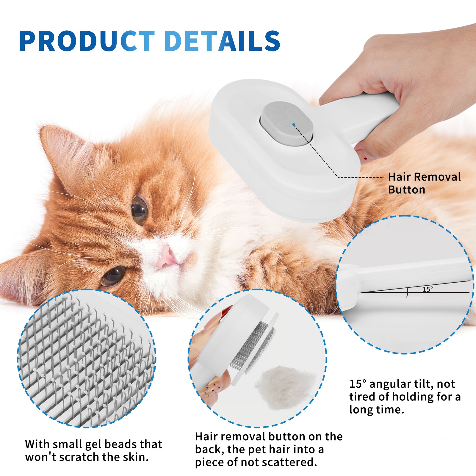 Self-Cleaning Pet Brush for Easy Grooming & Deshedding