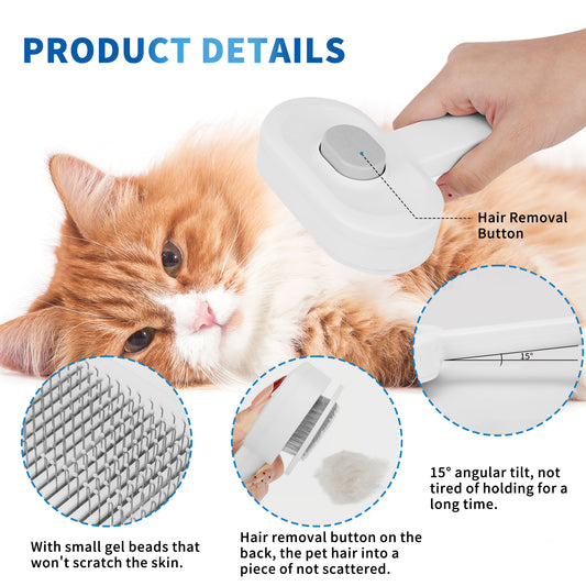 Self-Cleaning Pet Brush for Easy Grooming & Deshedding