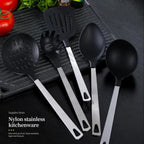 5-Piece Kitchen Utensil Set | Stainless Steel and Nylon, Heat-Resistant for kitchen organization and cabinet storage