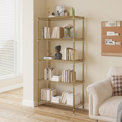 5-Tier Gold Metal Shelving Unit with Adjustable Height for Home Storage by SROYAS for kitchen organization - product image 4