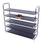 5-Tier Non-Woven Fabric Shoe Rack with Handle for entryway organization and shoe storage