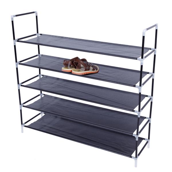 5-Tier Non-Woven Fabric Shoe Rack with Handle for entryway organization and shoe storage