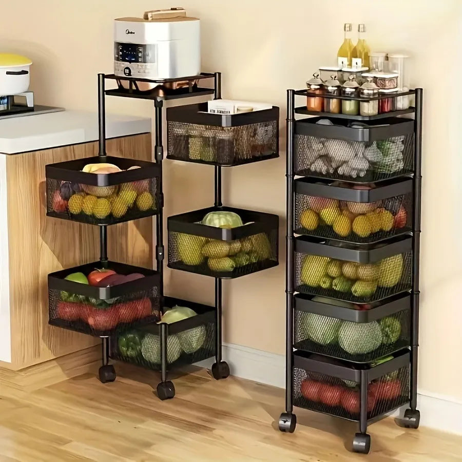 5-Tier Rotating Kitchen Storage Shelf view 2 for kitchen organization and cabinet storage