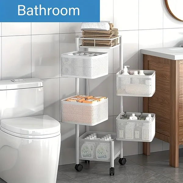 5-Tier Rotating Kitchen Storage Shelf view 3 for kitchen organization and cabinet storage