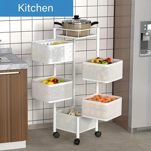 5-Tier Rotating Kitchen Storage Shelf view 4 for kitchen organization and cabinet storage