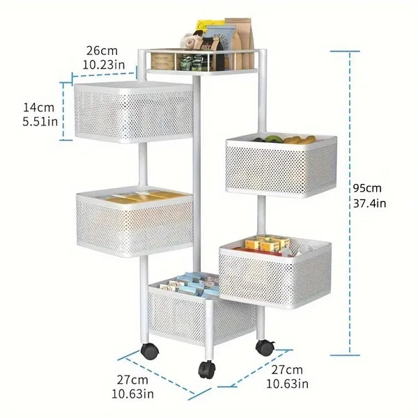 5-Tier Rotating Kitchen Storage Shelf view 6 for kitchen organization and cabinet storage