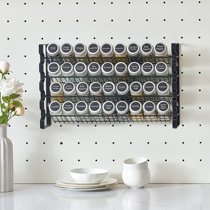 4-Tier Spice Rack Organizer with 36 Glass Jars – Countertop or Wall Mount-SROYAS -color:Black