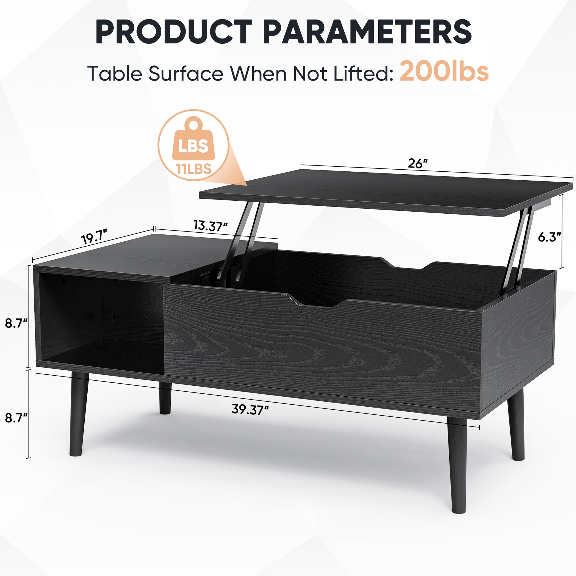 Lift Top Coffee Table with Hidden Storage – Modern Living Room Table-SROYAS 