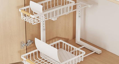 Under Sink Pull-Out Organizer – L-Shaped, 5-Level Adjustable Height-SROYAS 
