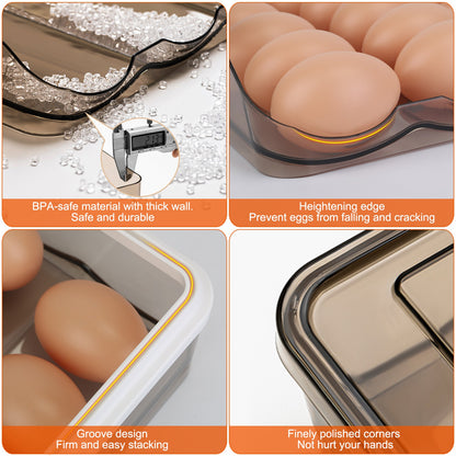 Double-Layer Egg Holder with Auto-Roll & Lid – Stores 36 Eggs-SROYAS 