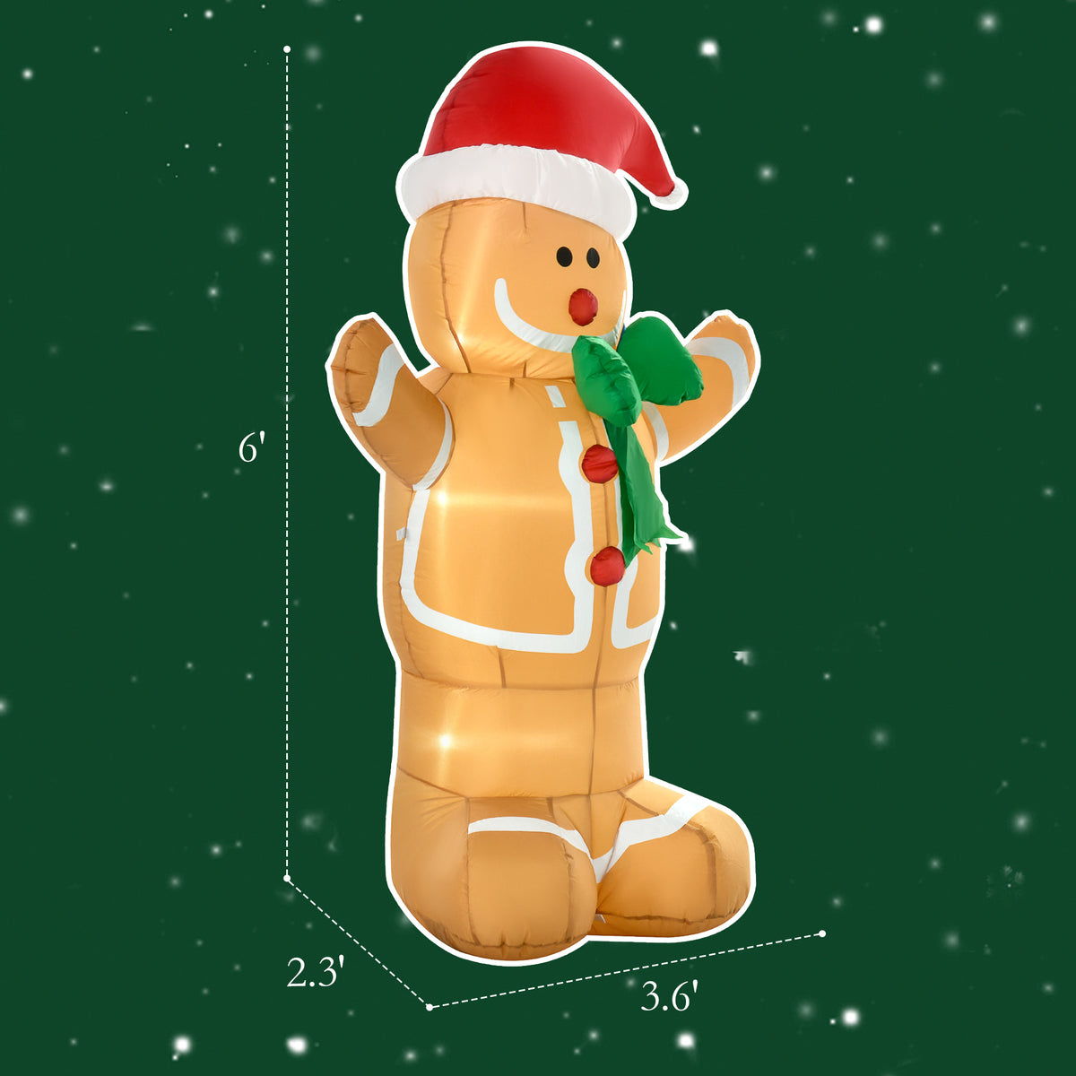 Nominal six-foot gingerbread size diagram