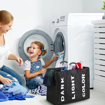 3-Section Foldable Laundry Bag | Oxford Fabric Clothes Sorter with Alloy Handle for laundry room organization and clothes storage - SROYAS