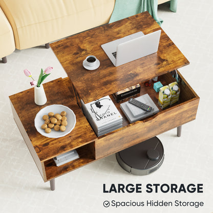 Lift Top Coffee Table with Hidden Storage – Modern Living Room Table-SROYAS -Attribute:Brown