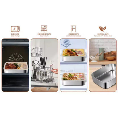 Stainless Steel Food Storage Containers – Square Meal Prep & Freezer Organizer Set-SROYAS 