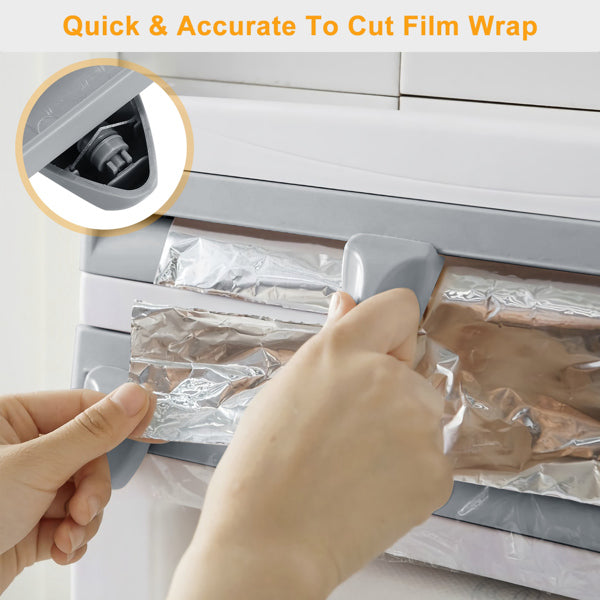 Wall-Mount Kitchen Roll Dispenser with Cutter – Paper Towel, Foil & Cling Film Organizer-SROYAS 