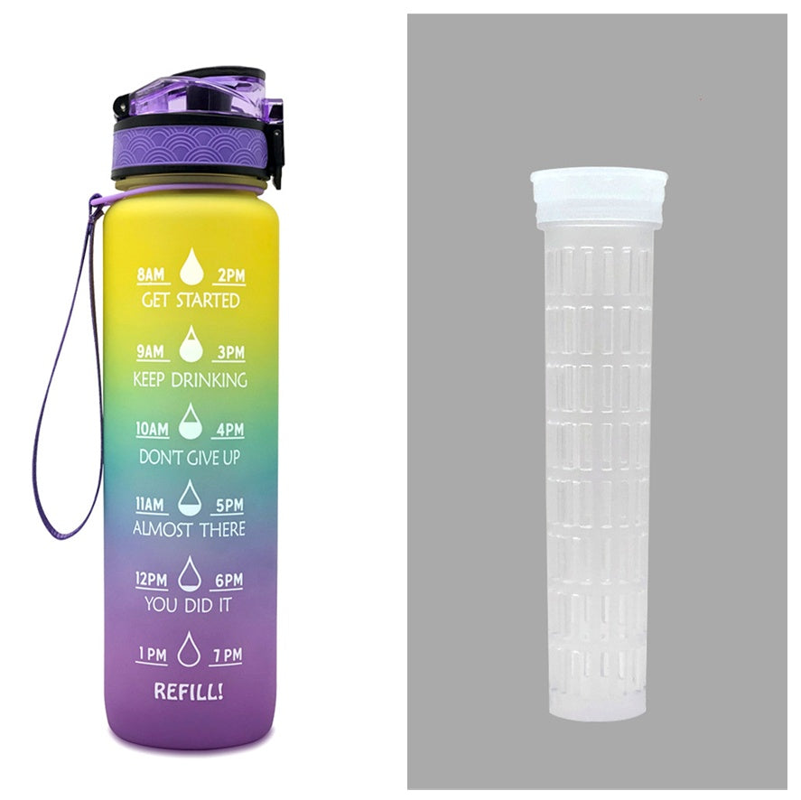 Motivational Water Bottle 1L with Time Marker - BPA Free